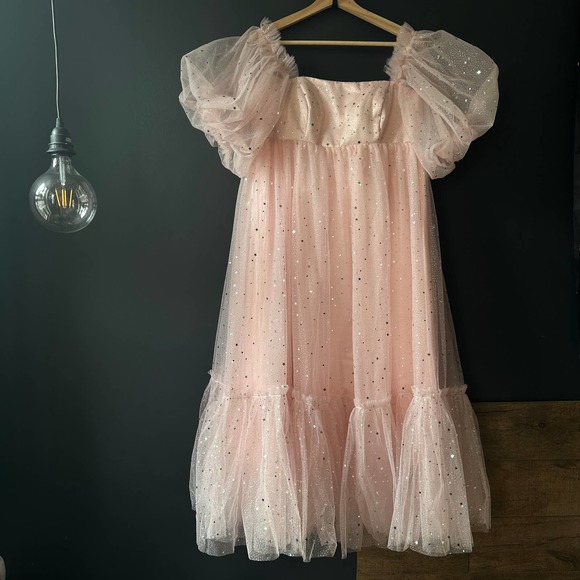 Fanciful Doll The Cosmic Moonchild Midi Dress Pink Size Small - Picture 2 of 13